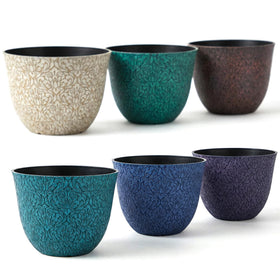 Worth Garden 8-inch round pot in multicolor for indoor plants with drainage for healthy roots.