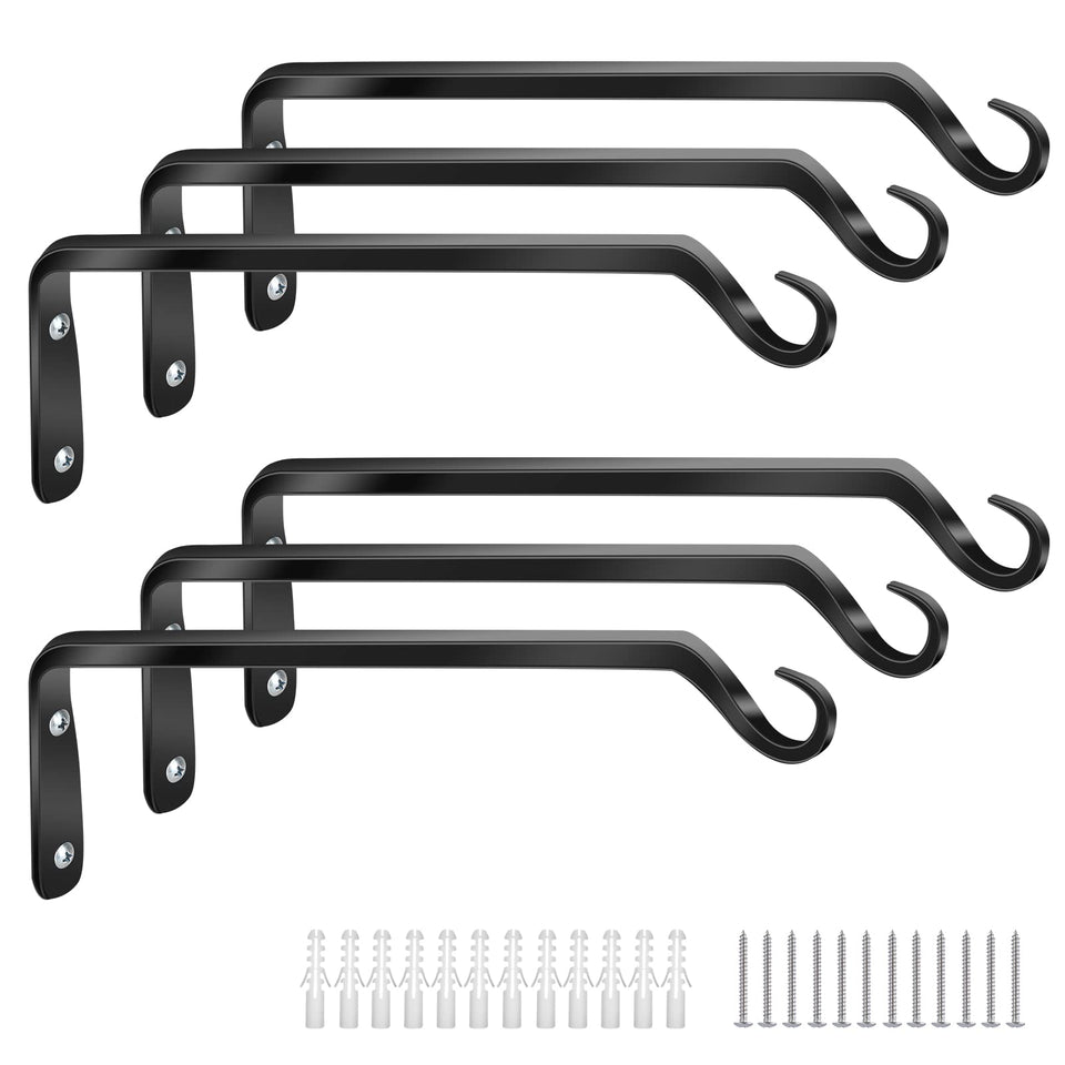 Worth Garden bracket 6-pack wall hooks with forged iron finish for outdoor durability and style.