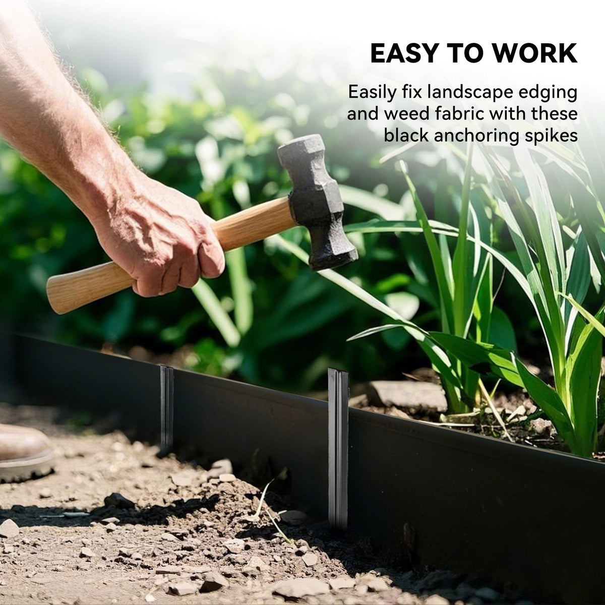 Worth Landscape Edging Stakes at 8-inch length for solid ground grip.
