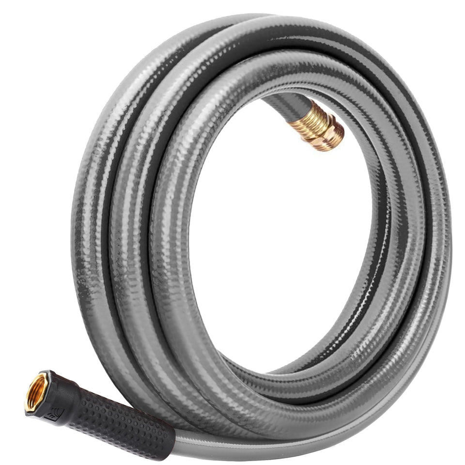 Worth Leader short garden hose 10ft ready for quick watering and easy maneuverability.