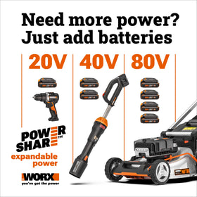 WORX accessory bag keeps all parts organized during cleaning sessions.