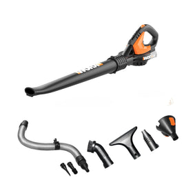 WORX cordless leaf blower delivers 120 mph power for fast outdoor cleanup.
