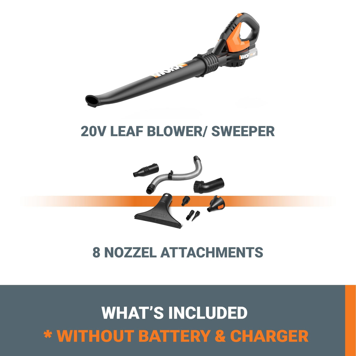 WORX deflation cover and dust tube simplify deflating and cleaning tasks.