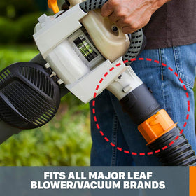 WORX Leafpro 5-inch tube showing adjustable diameter to fit multiple vacs