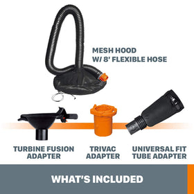 WORX LeafPro kit-contents includes adapters and hose.