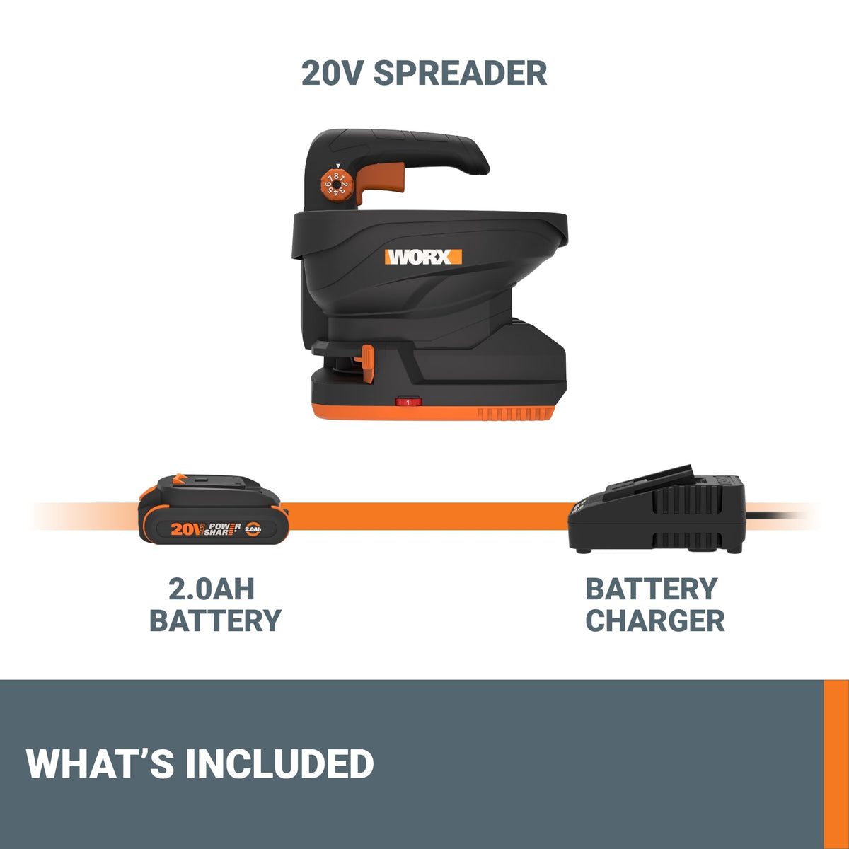 WORX lightweight 3-lb spreader enables easy one-handed use