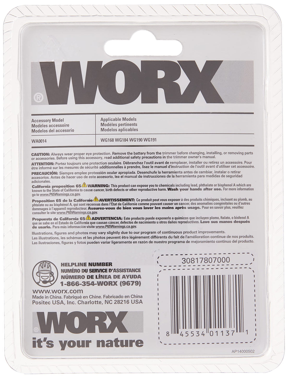 WORX WA0014 compatible with WG168, WG190, WG191, and WG184 trimmers for quick replacement.