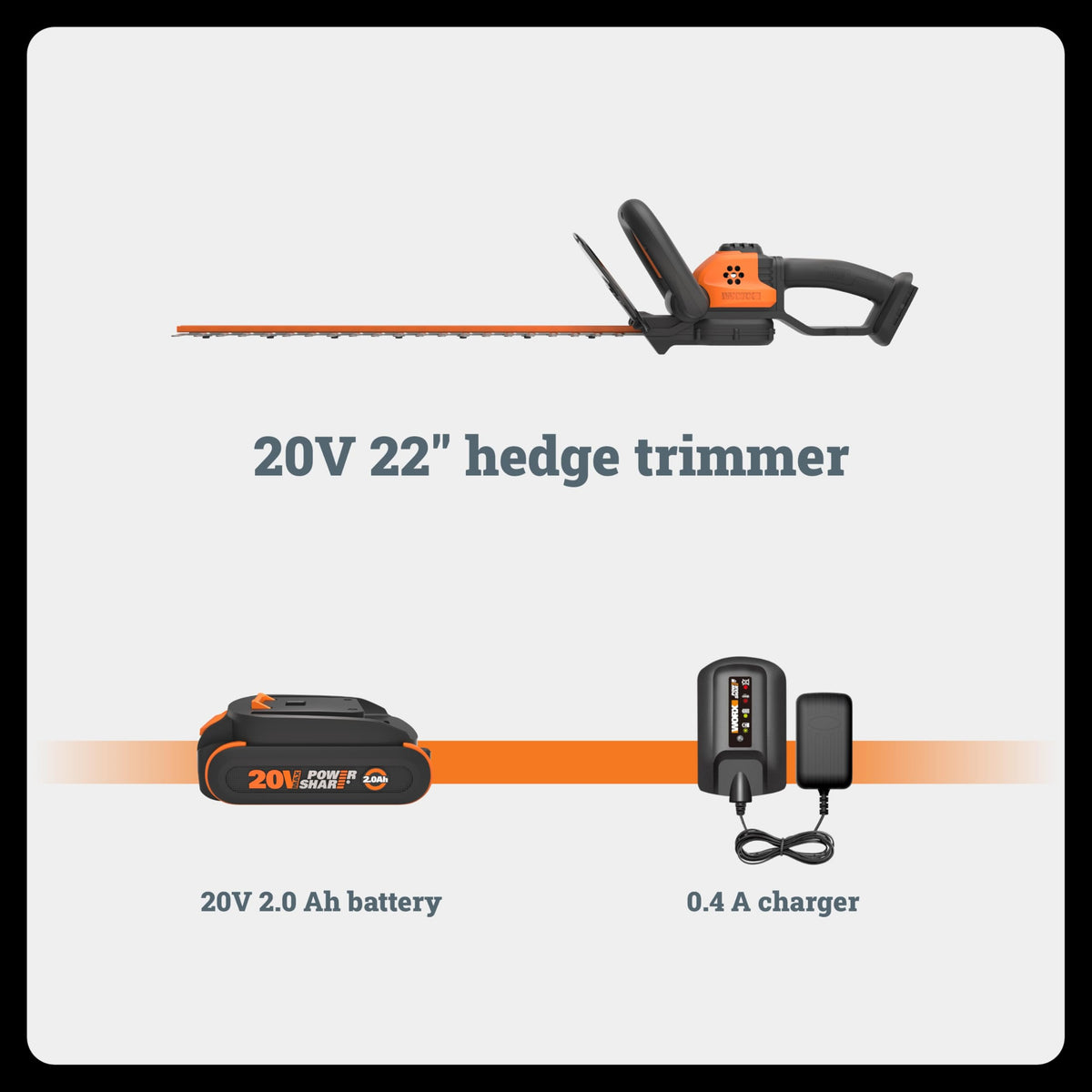 WORX WG261.9 22-inch reach for flat tops and long hedge sides