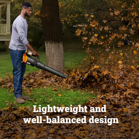 WORX WG582 delivers up to 780 CFM for fast debris removal.