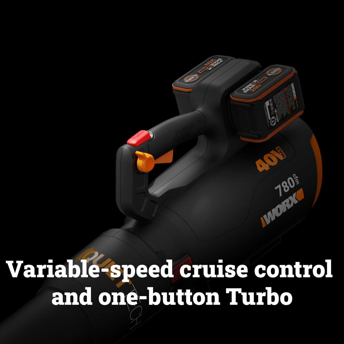 WORX WG582 Turbo boost activates extra power when needed.