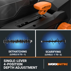 WORX WG855 folding handle enables compact storage after work.
