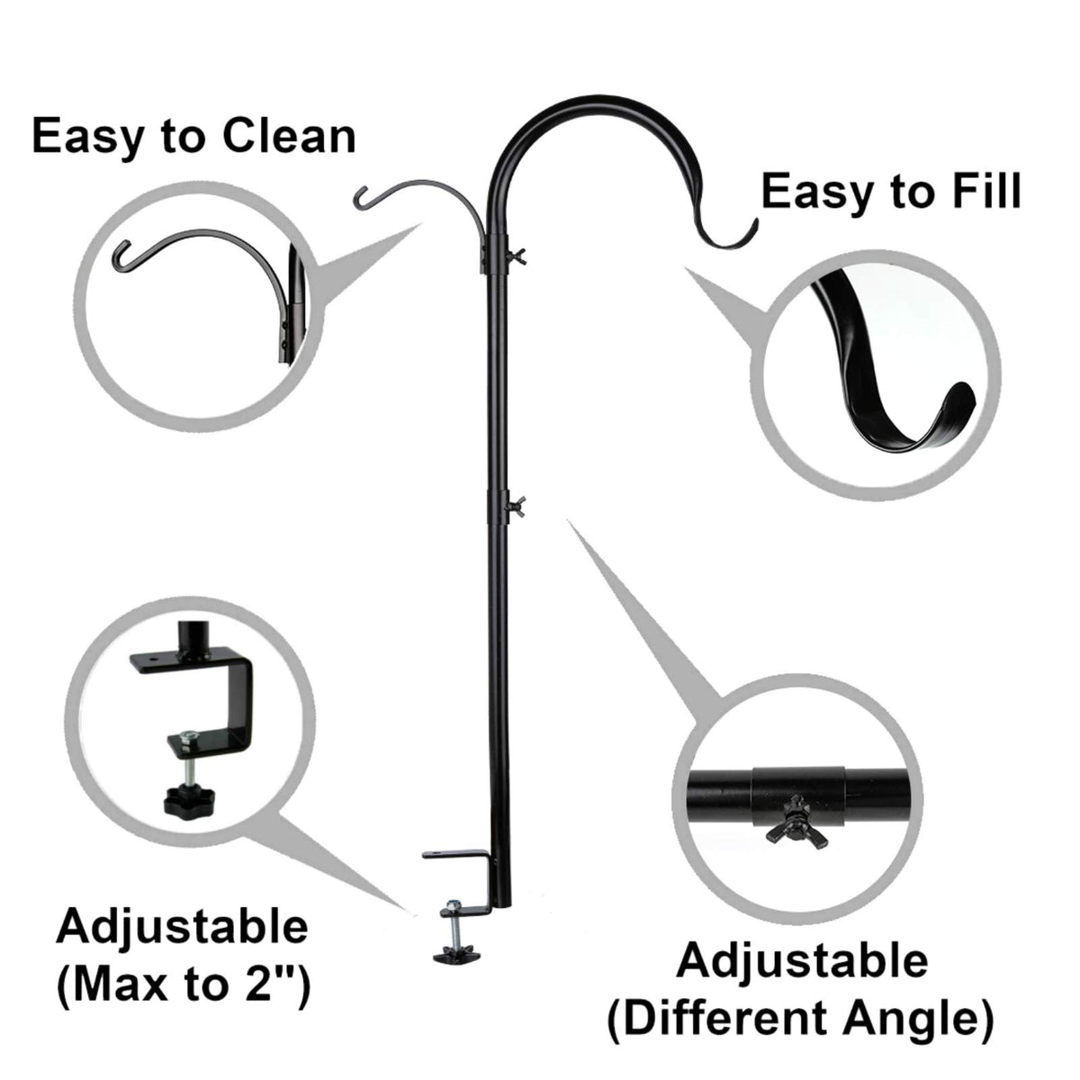 WOSIBO deck hook rail clamp fits up to 2.5 inches for universal setup