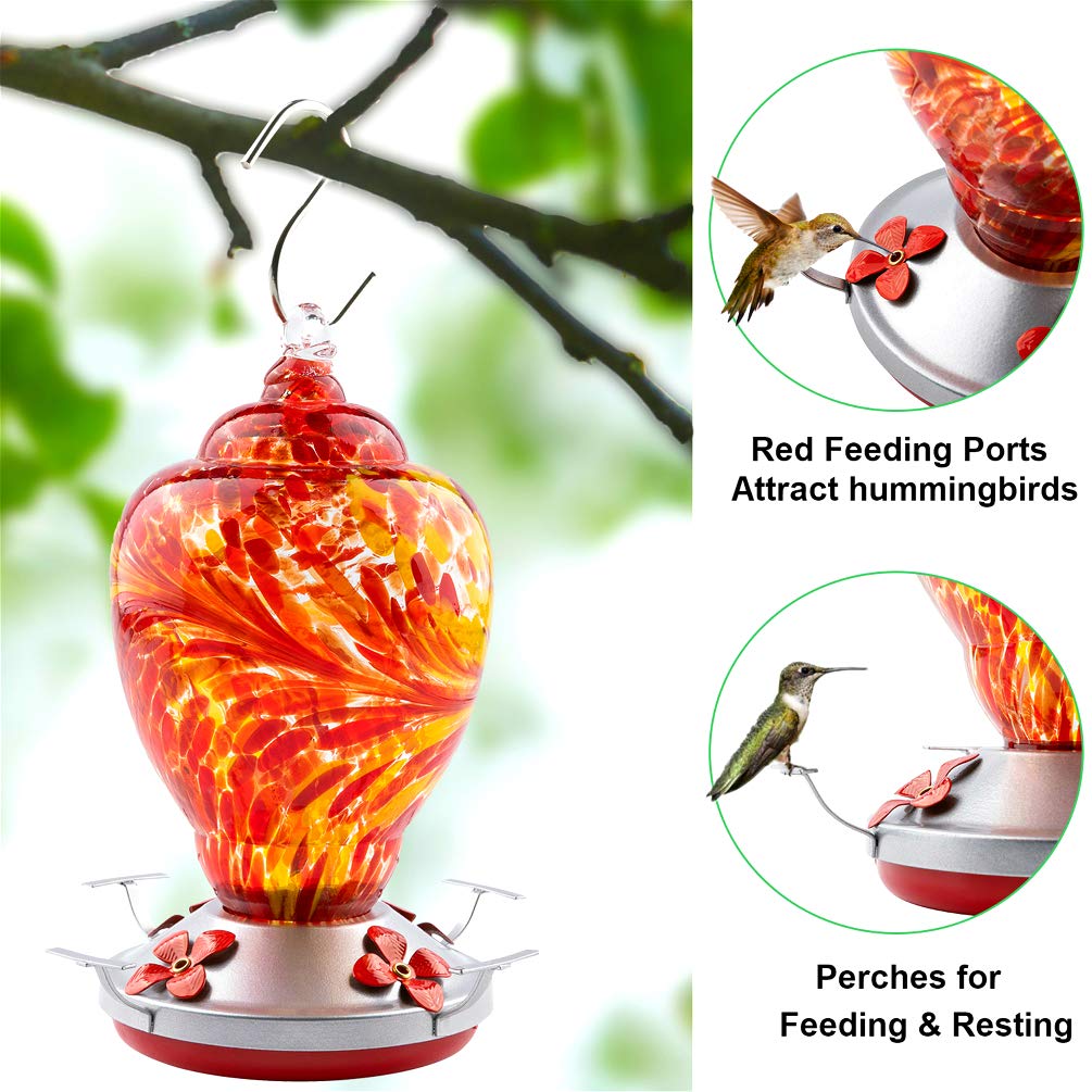 WOSIBO hummingbird feeder includes an ant moat to protect nectar