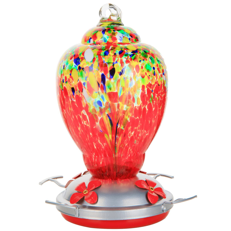 WOSIBO hummingbird feeder with colorful glass attracts more birds to your garden.