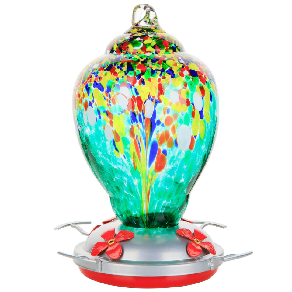 WOSIBO hummingbird feeder in green glass attracts more birds to your garden