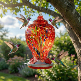 WOSIBO hummingbird feeder outdoors on patio adds garden color