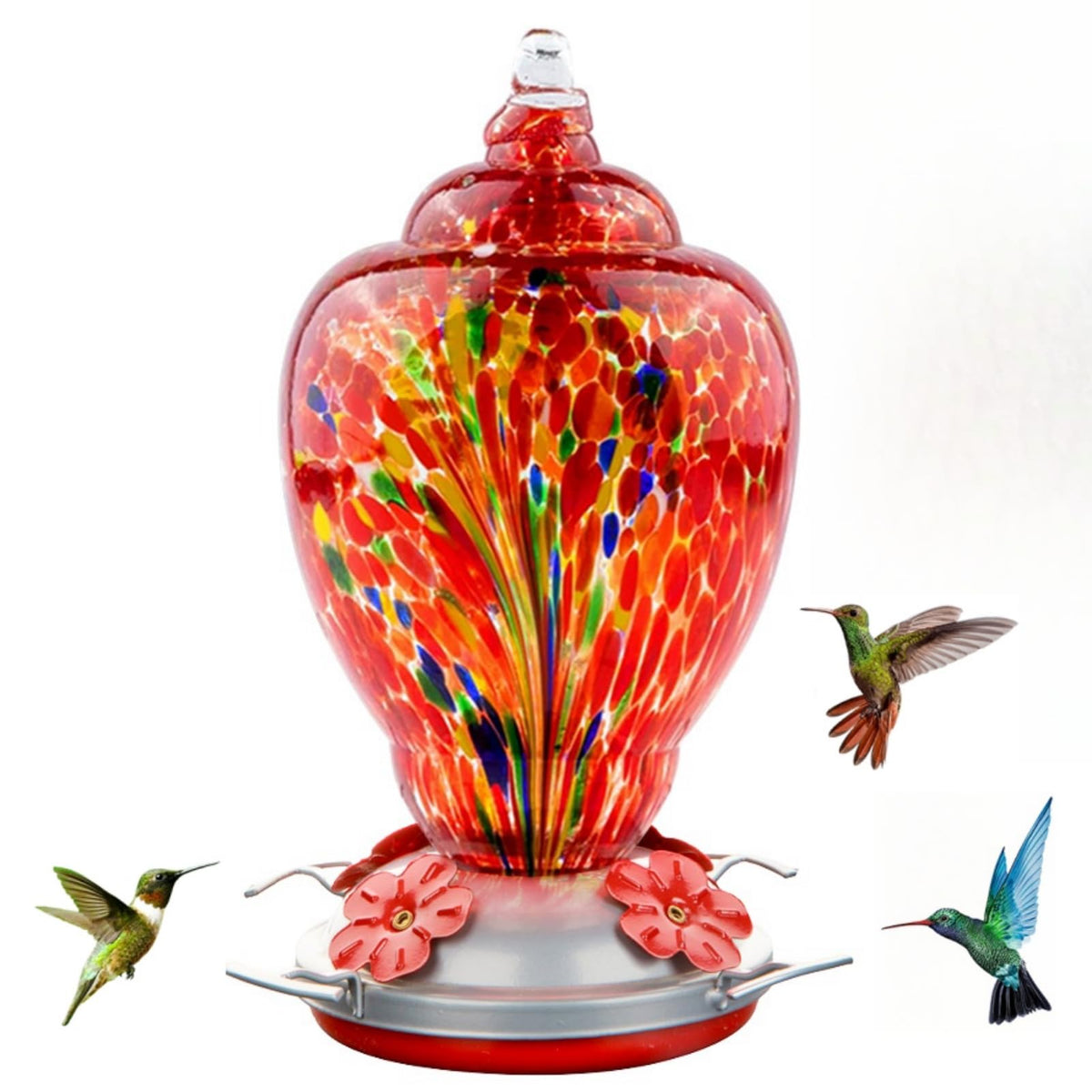 WOSIBO hummingbird feeder red firework glass attracts more hummingbirds