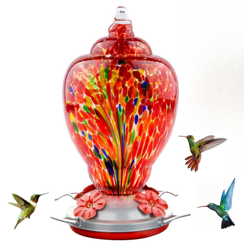 WOSIBO hummingbird feeder red firework glass attracts more hummingbirds