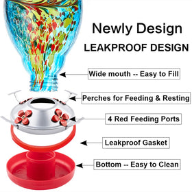 WOSIBO blue glass feeder with wide mouth for easy refills