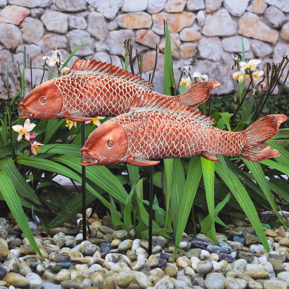 Wosuine koi fish statue pair for elegant outdoor garden decor