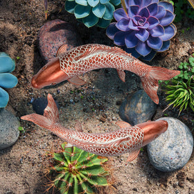 Wosuine outdoor koi statues with waterproof paint withstand wind and rain