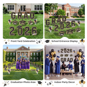 Wothfav black-gold design creates a polished, senior-inspired front yard display