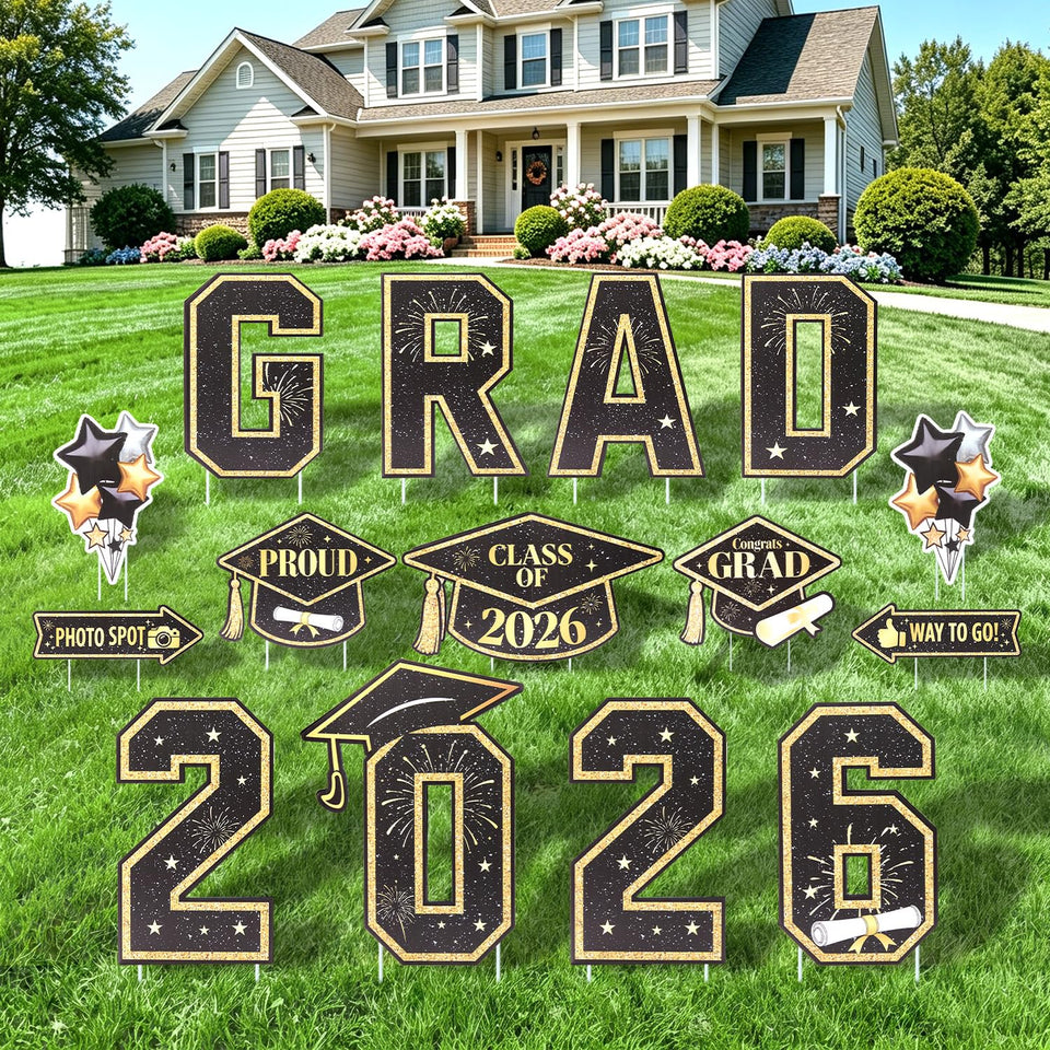Wothfav GRAD letters yard sign enhances outdoor visibility for photos and curb appeal