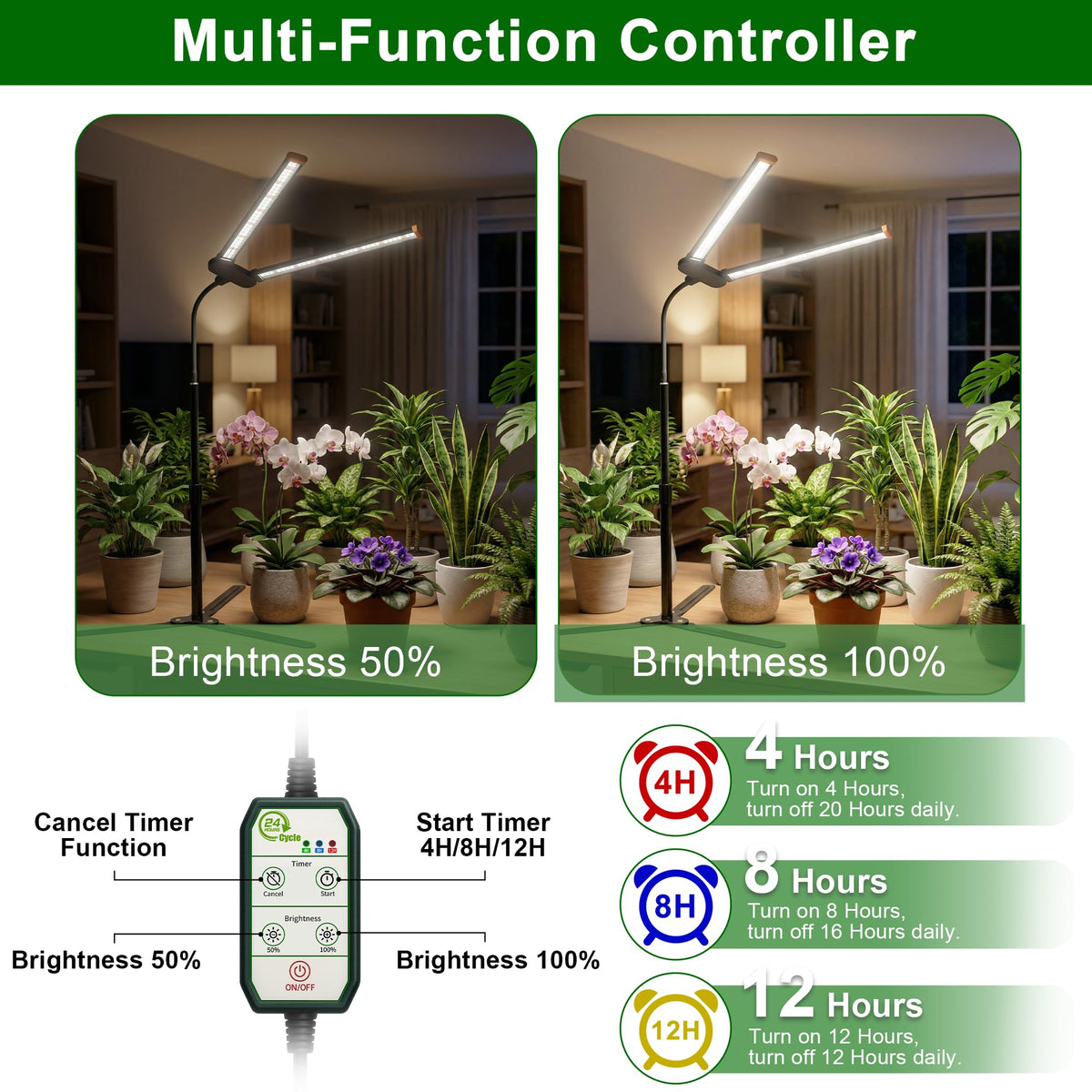 Wotime Grow Light flexible gooseneck angles for 360-degree illumination