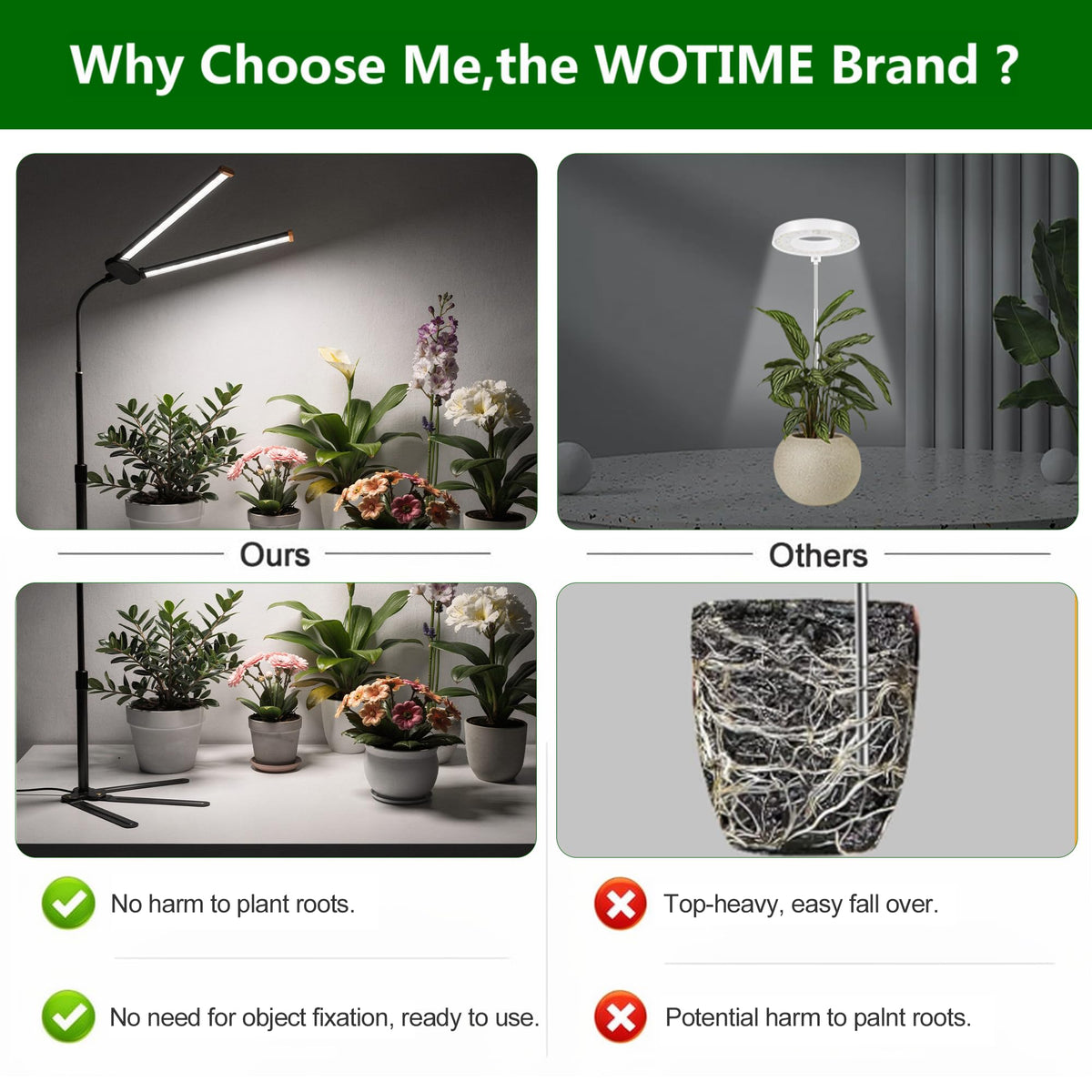 Wotime Grow Light ideal for succulents and seedlings indoors