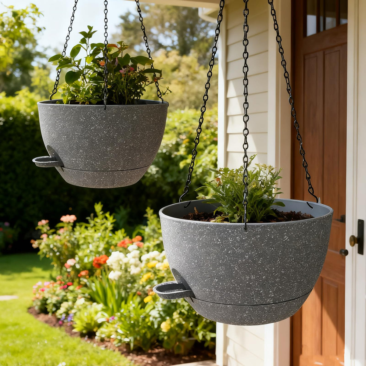 WOUSIWER planter front view highlights drainage holes for better airflow