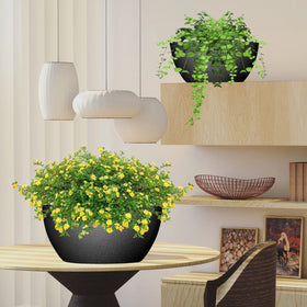 WOUSIWER minimalist black planter design that complements porches and living rooms.