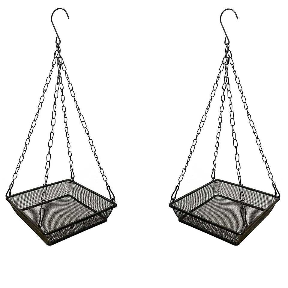 WOWARE bird feeder tray front view with rust-free mesh keeping seeds dry