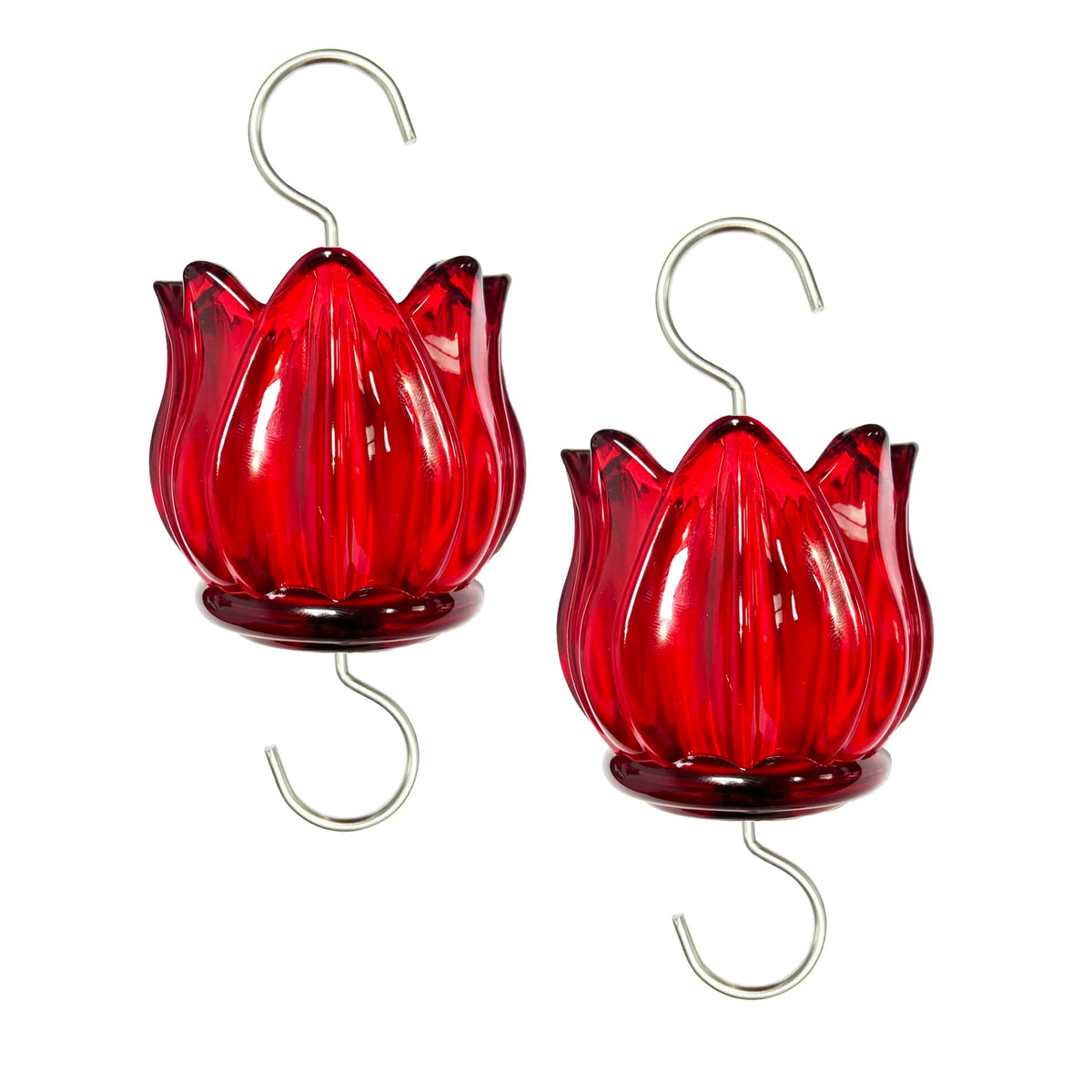  WOWARE real glass ant moat on a hummingbird feeder with tulip shape guarding nectar