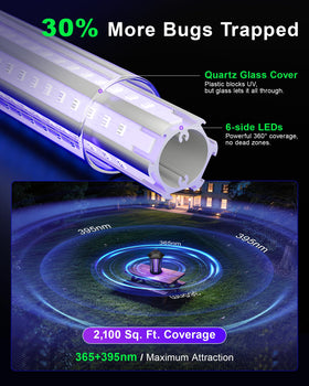 WowCatch dual-band 365nm 395nm UV light broadens lure to mosquitoes and gnats.