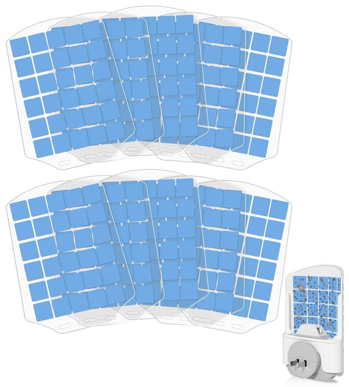 WowCatch N386E refill 10-pack shows ultra sticky cards for efficient capture.