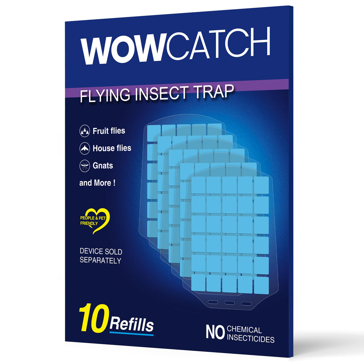 WowCatch N386E sticky refill pack front view, convenient replacement for ongoing indoor trapping.
