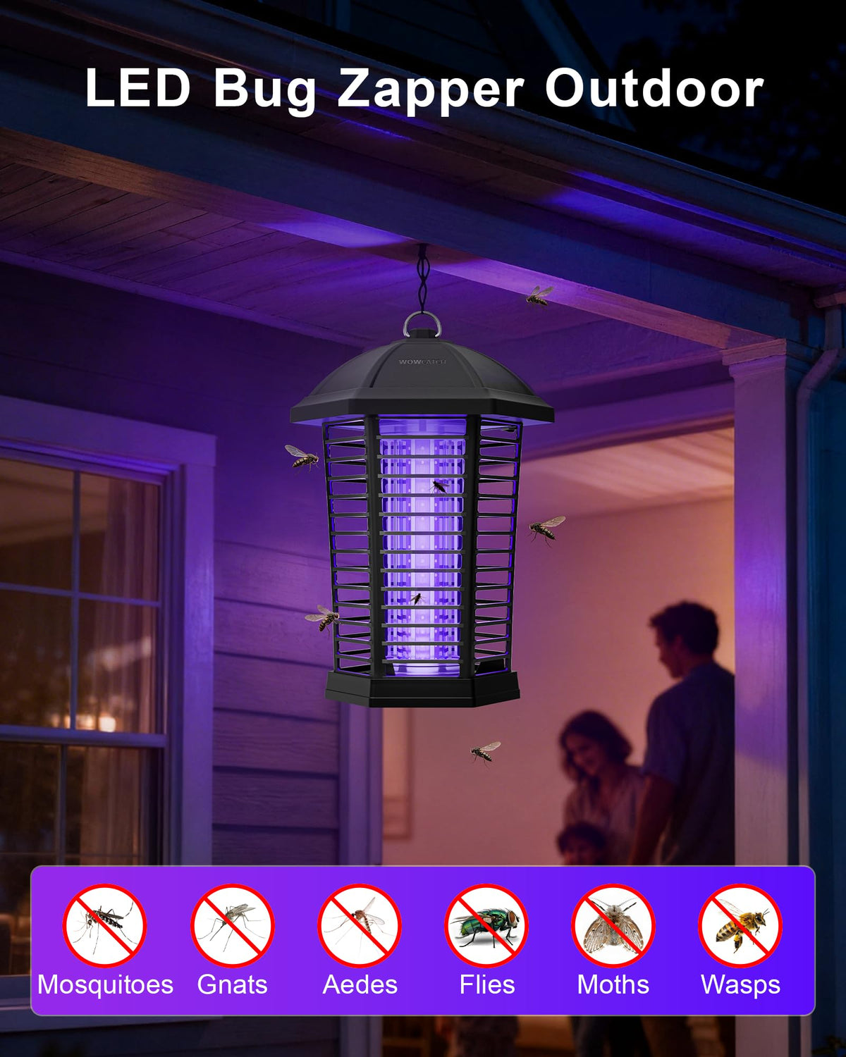 WowCatch six-sided 360-degree UV attraction draws flying insects from every direction.