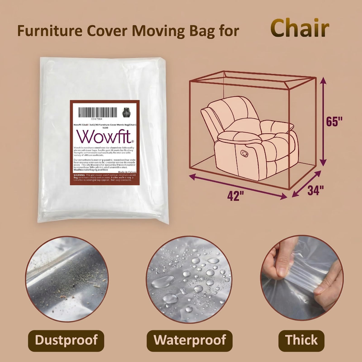Wowfit clear plastic recliner cover protects visibility and furniture