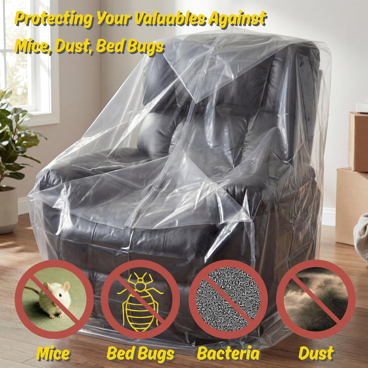 Wowfit large moving cover on a chair showing 34x42 inches footprint