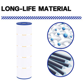 Wowreed pool filter four-pack packaging highlights savings and reliable filtration.