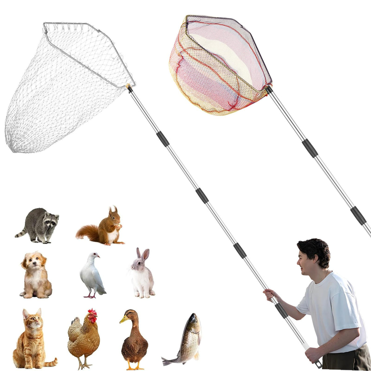 Woxnoc chicken catching net kit with pole assembly for quick setup