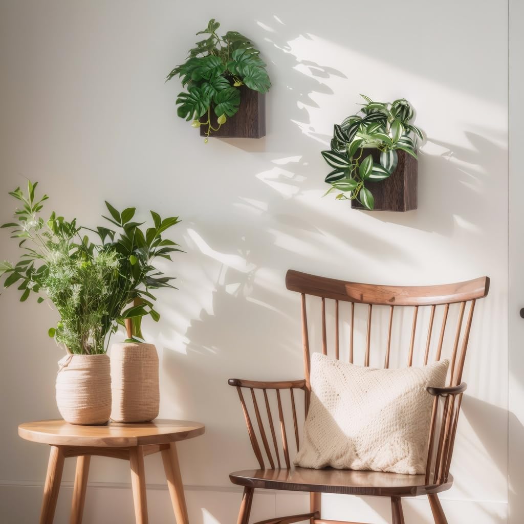 WOYOO hanging wall decor showcases two wooden vases for rustic elegance