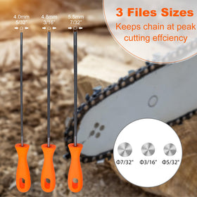 Wozoohyi chainsaw file 7/32 inch improves grip and control during sharpening.