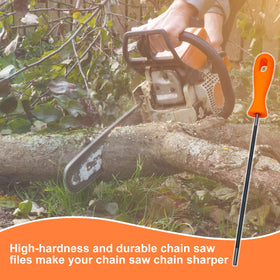Wozoohyi plastic-handle chainsaw file for comfortable, fatigue-free sharpening sessions.
