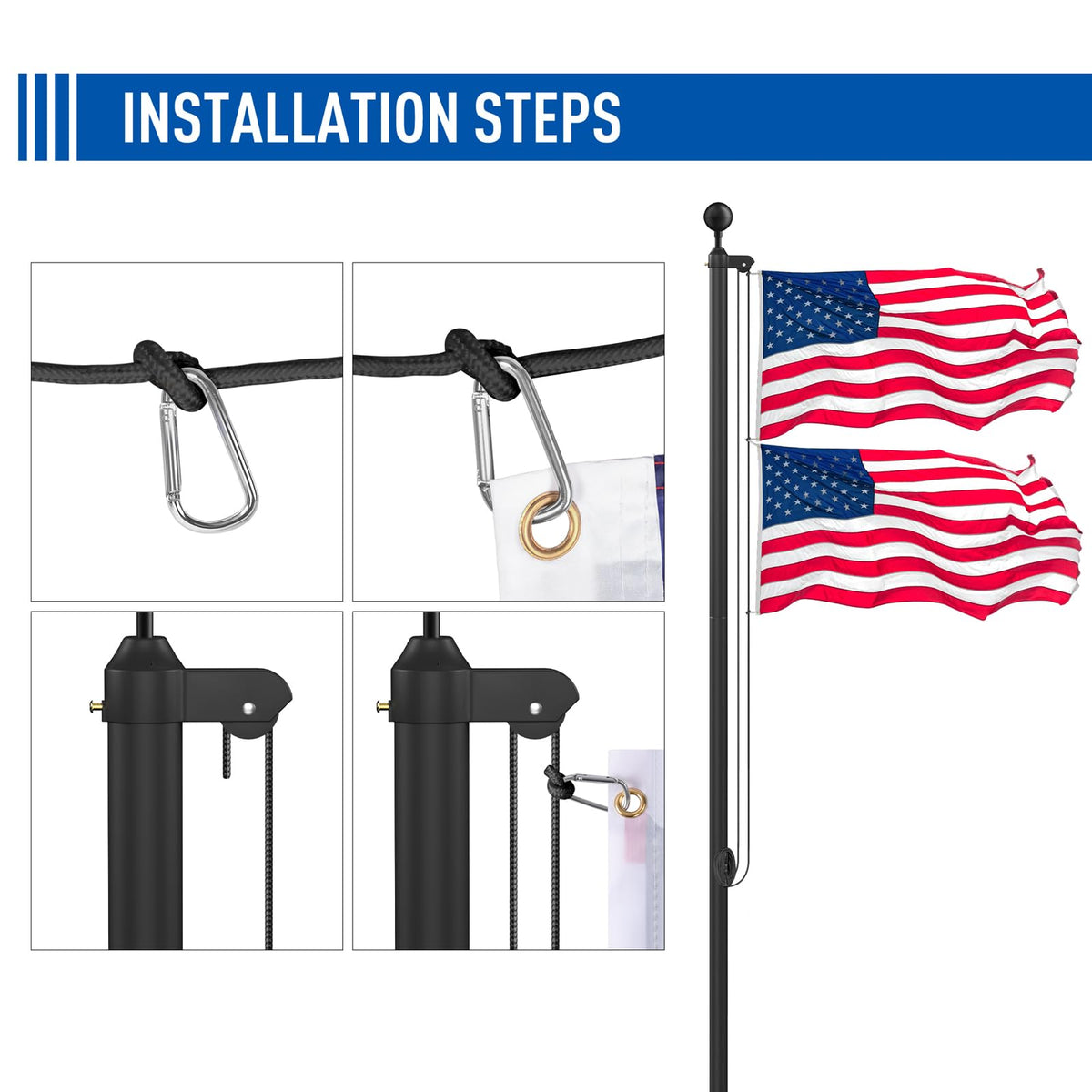 Wphold 1.8mm thick pole withstands wind for steady outdoor display.