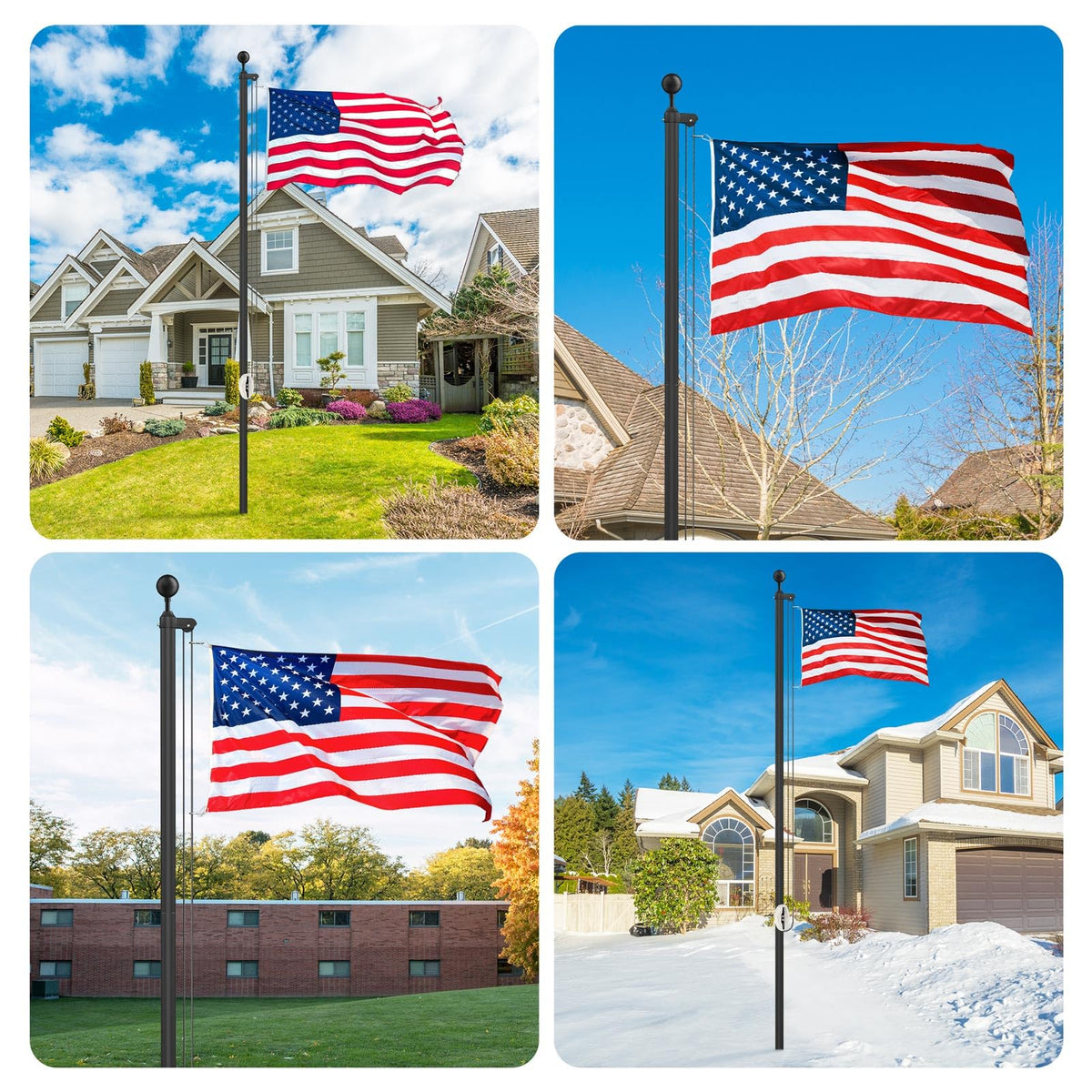 Wphold flag pole in black finish, showcasing sleek outdoor look.