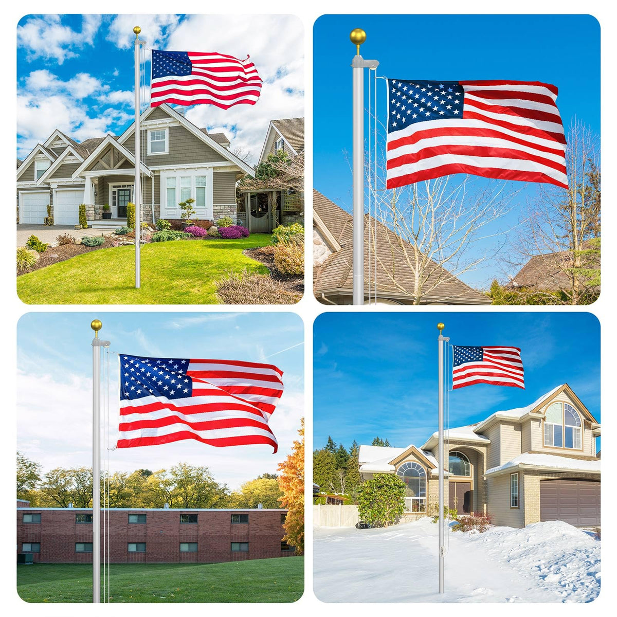 Wphold flagpole withstands winds up to 90 mph for outdoor durability.