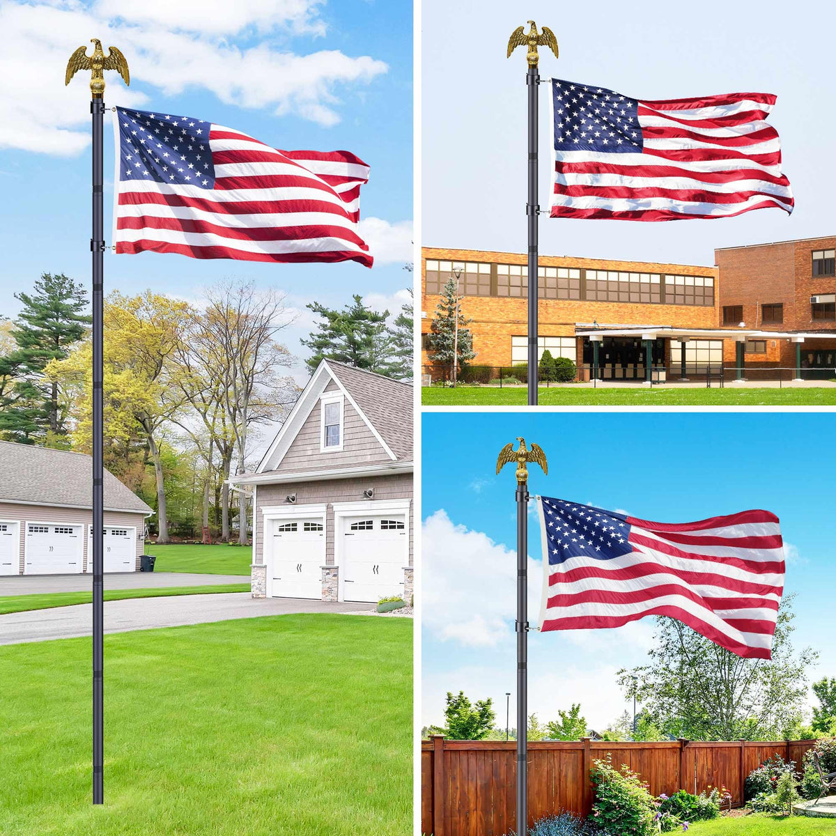 Wphold full flag pole kit ready for in-ground display.