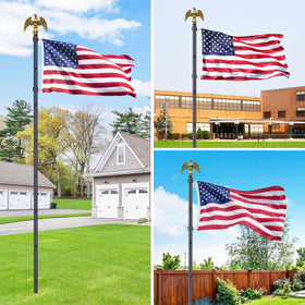 Wphold full flag pole kit ready for in-ground display.