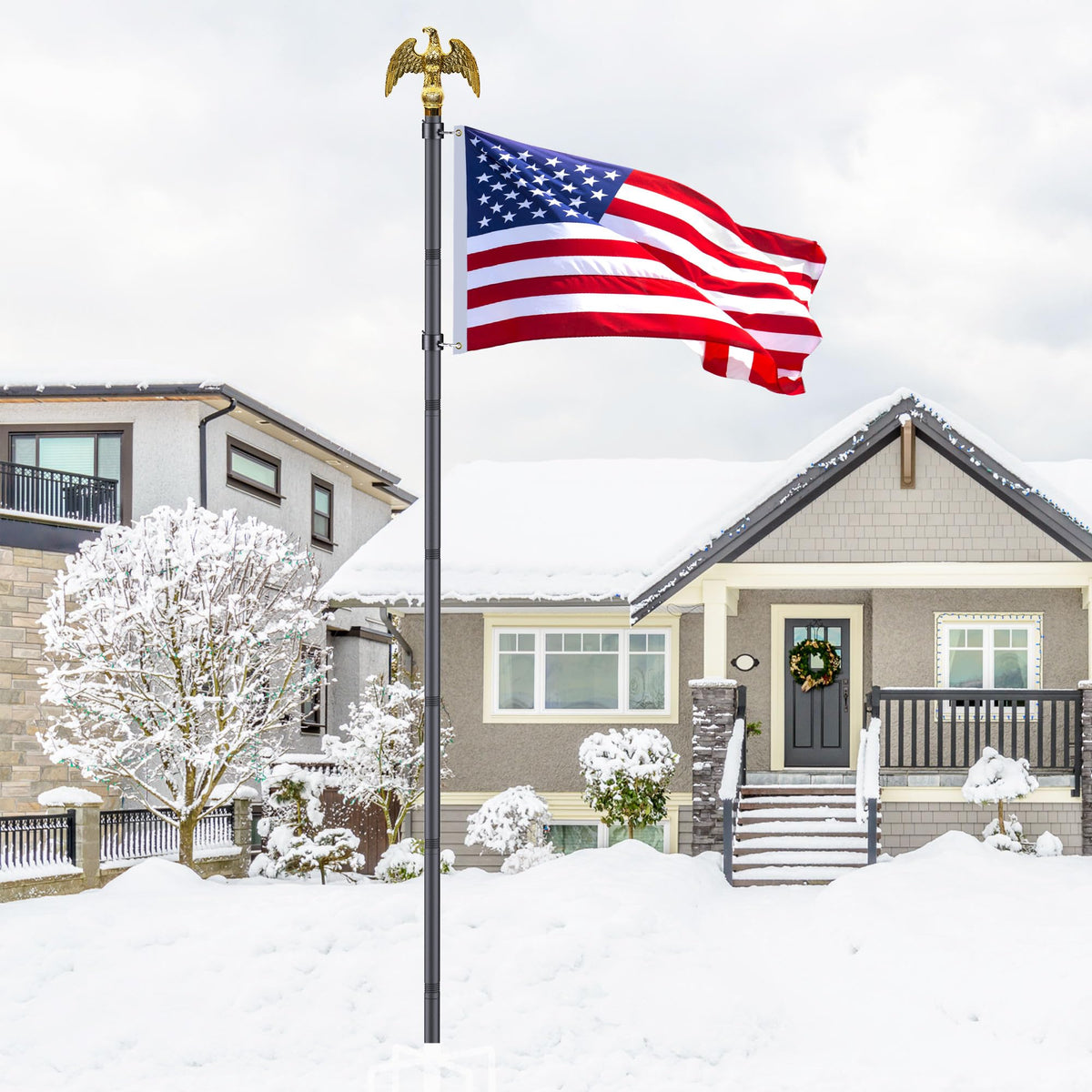 Wphold flag pole topper highlights a complete setup.
